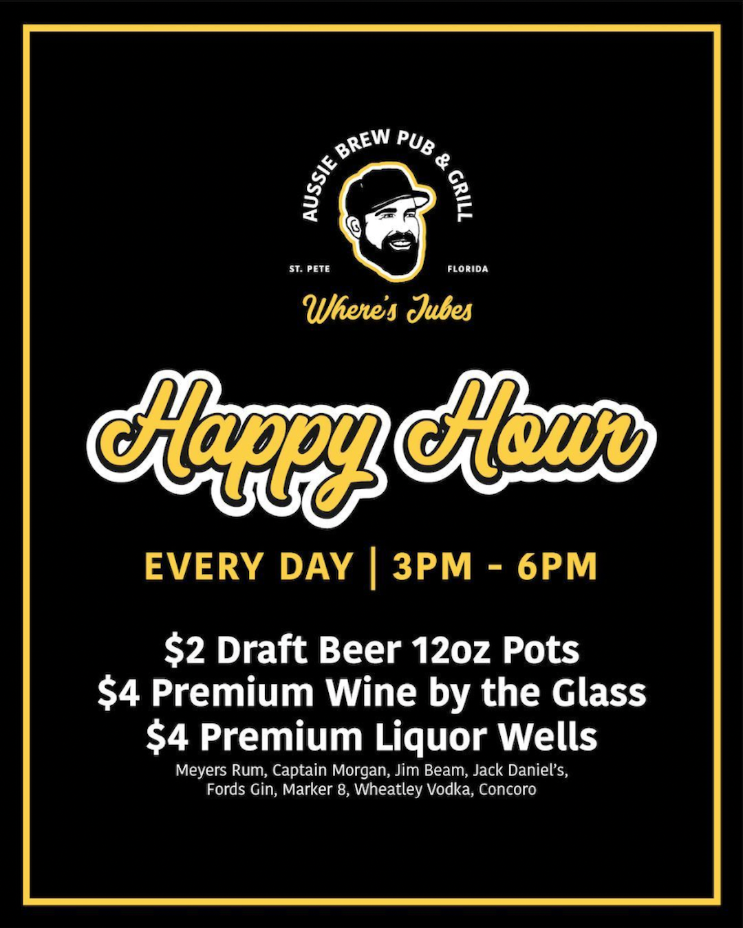 Happy Hour pricing at brewpub in downtown st petersburg Where's Jubes